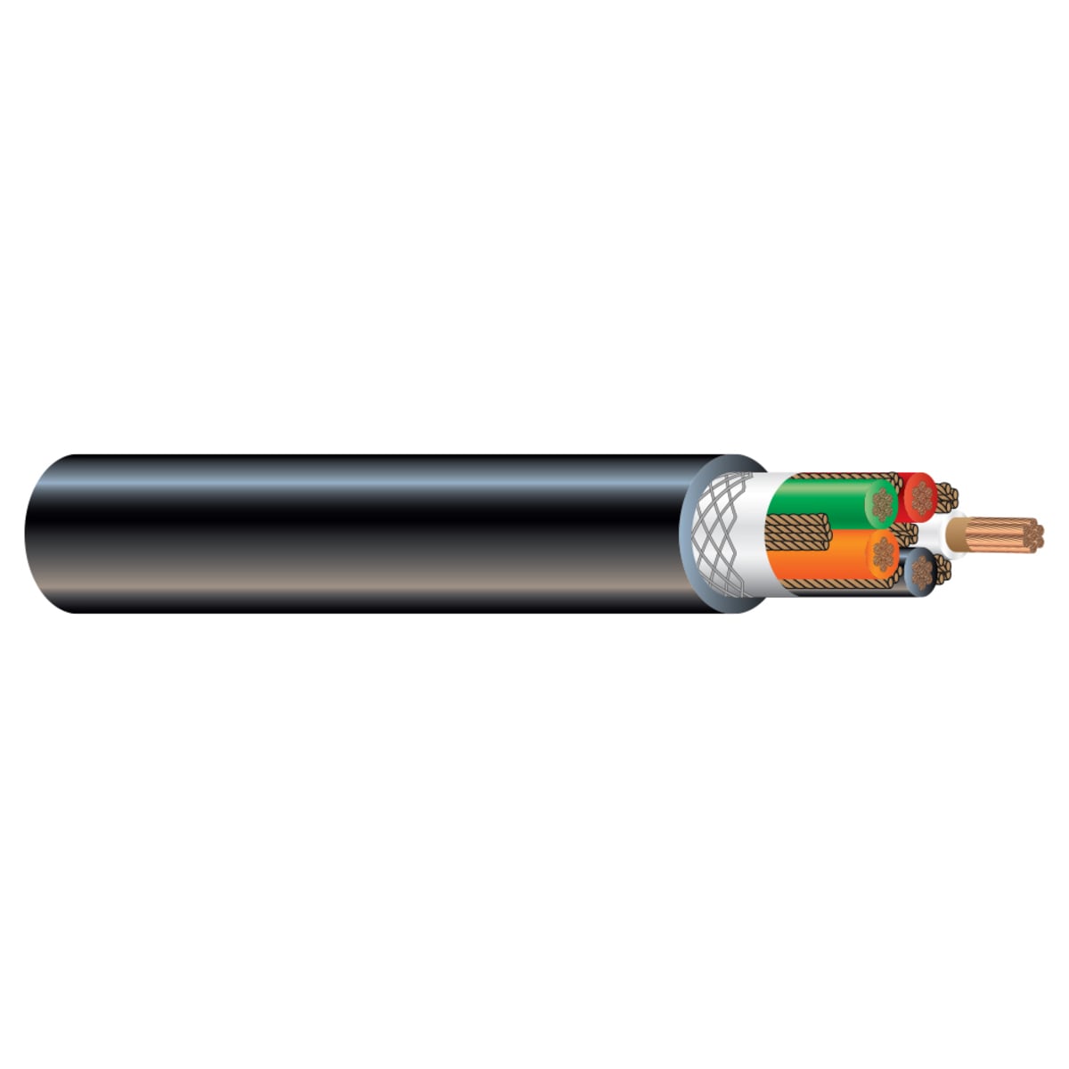 2/0-324 CU 5/C BLACK/WHITE/RED/GREEN/ORANGE TYPE W 2KV BLACK 0 FT