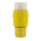 20 Amp, 125 Volt, NEMA L5-20, 2P, 3W, Industrial Grade, Grounding, Wetguard, Locking Connector for Single Inlet, Yellow