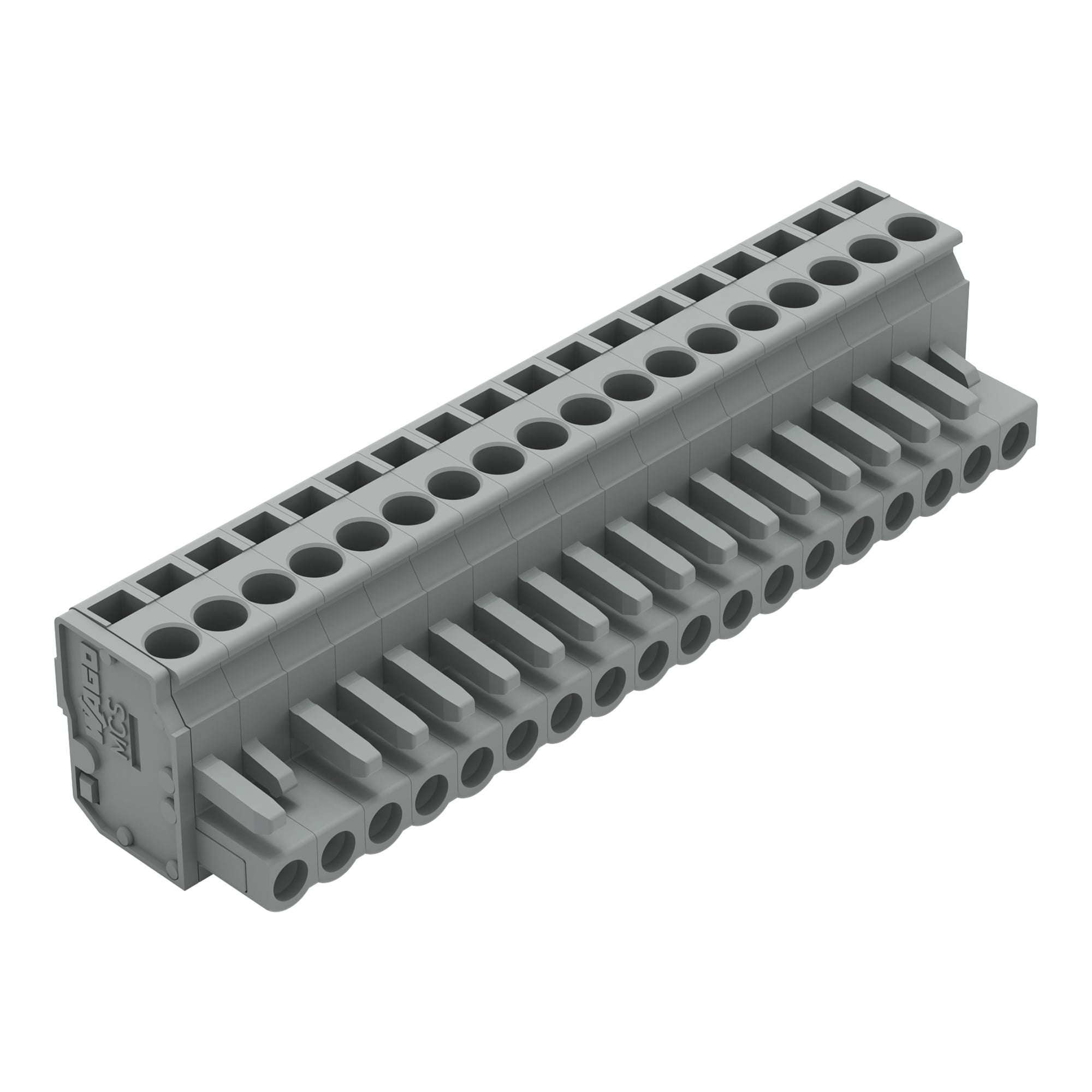 1-conductor female connector, angled; CAGE CLAMP; 2.5 mm; Pin spacing 5 mm; 18-pole; 2,50 mm; gray