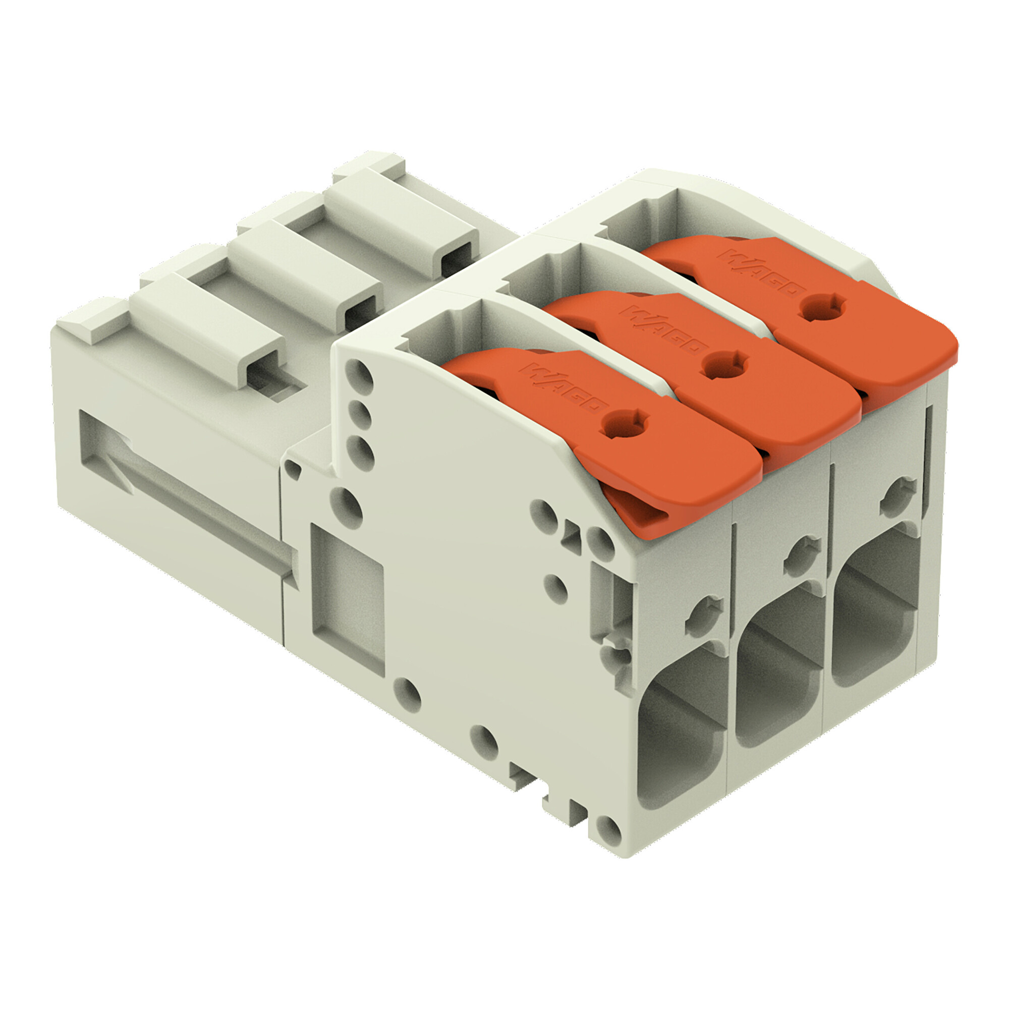 1-conductor male connector; lever; Push-in CAGE CLAMP; 10 mm; Pin spacing 7.62 mm; 3-pole; 100% protected against mismating; 10,00 mm; light gray