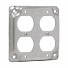 Eaton Crouse-Hinds series Square Surface Cover, 4", Raised surface, Steel, For two duplex receptacles, 5.5 cubic inch capacity