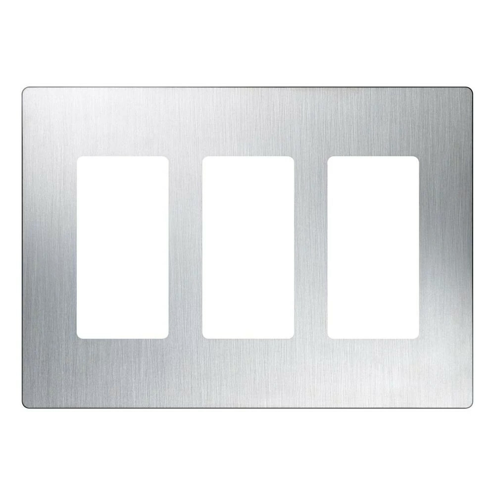 Claro Wallplate Stainless Steel, Three-gang
