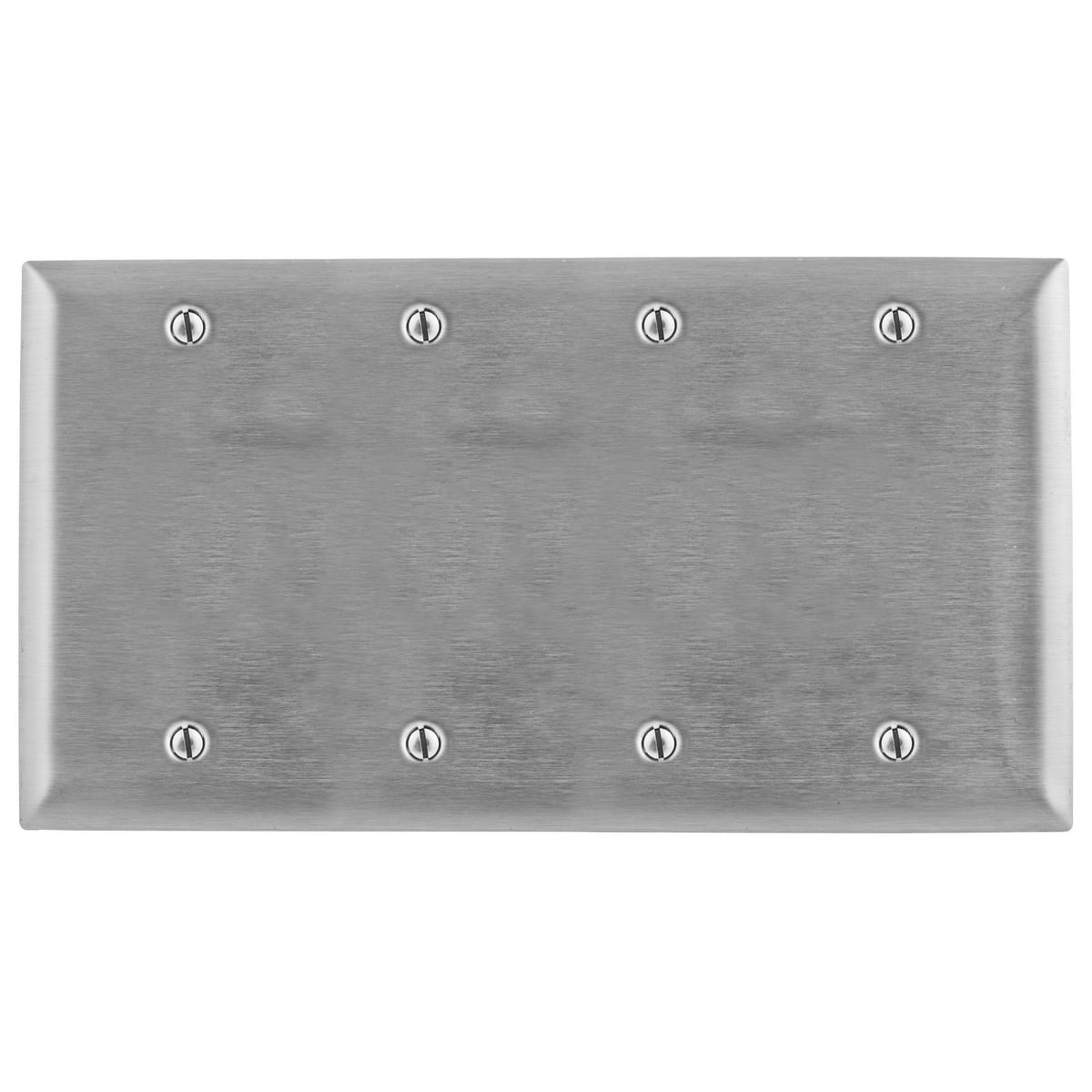 Wallplates and Boxes, Metallic Plates, 4- Gang, Blank, Standard Size, Stainless Steel