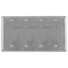 Wallplates and Boxes, Metallic Plates, 4- Gang, Blank, Standard Size, Stainless Steel