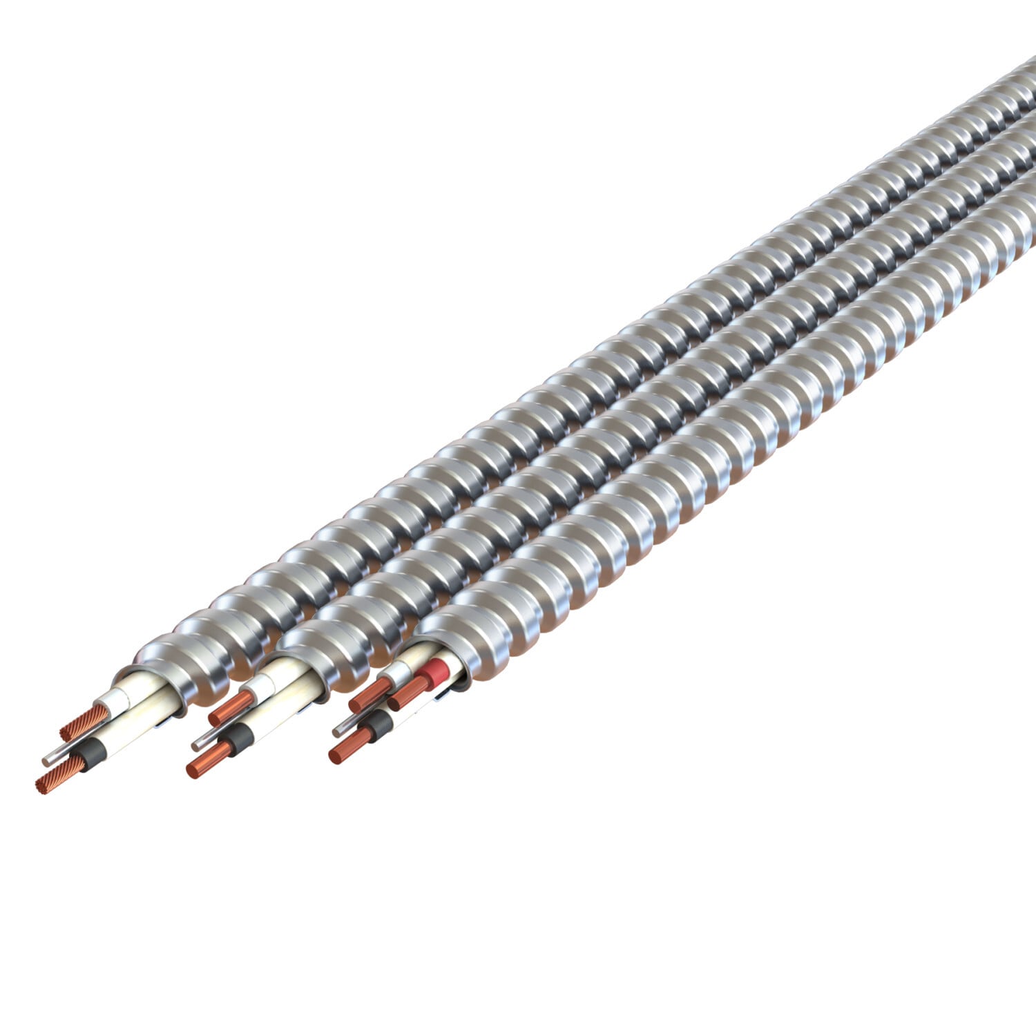 10-2 Solid Black, White - AC-LITE Plain Interlocked Aluminum Armor - Type AC - 250' Coil
