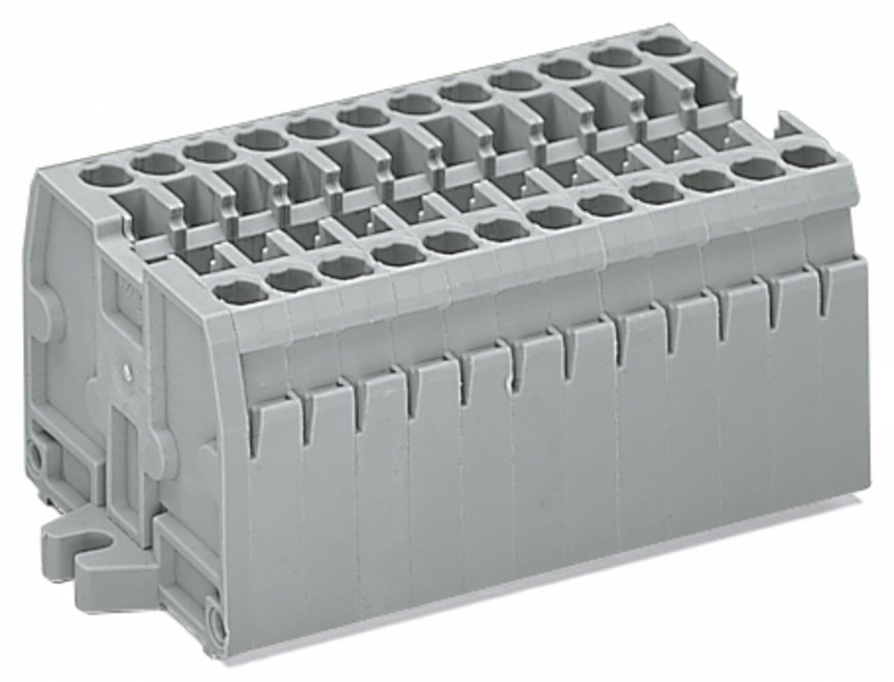 2-conductor terminal strip; without push-buttons; with fixing flanges M3; 12-pole; for screw or similar mounting types; Fixing hole 3.2 mm ; 2.5 mm; CAGE CLAMP; 2,50 mm; gray