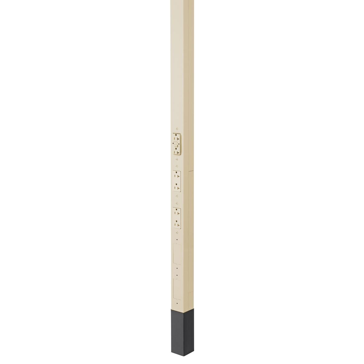 Aluminum Service Poles, 10" 2" Height, 1)GFCI Duplex, 2) Decorator Duplexes, Ivory