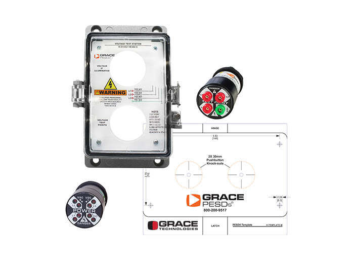 Knockout Voltage Test Station with Flashing Voltage Indicator and Safe-Test Point, Vertical Mount, UL Type 4 Housing 