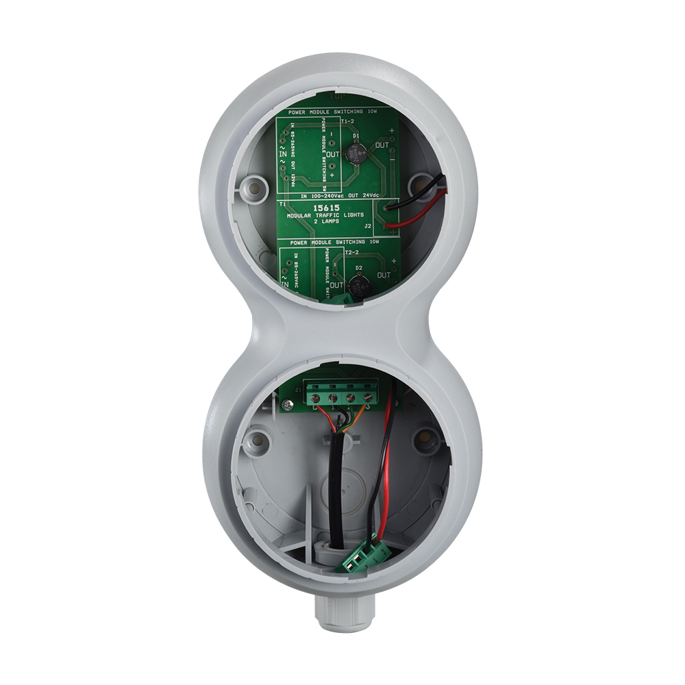 Streamline Dock Base, 2 Stack, 120-240VAC, Gray - Available in 24VAC/DC or 120-240VAC. For use with the following StreamLine audible or visual signals: SLM100, SLM200, SLM300/350, SLM1400/1450, SLM500 and SLM700 (excludes SLM600 and SLM800 due to weight restrictions). Visors included.  Visors can be interchanged with SLM-RR retaining ring if additional side visibility is required. The StreamLine Dock Base is ideal for indoor or outdoor applications in high foot traffic areas including parking garages, factories and loading docks.