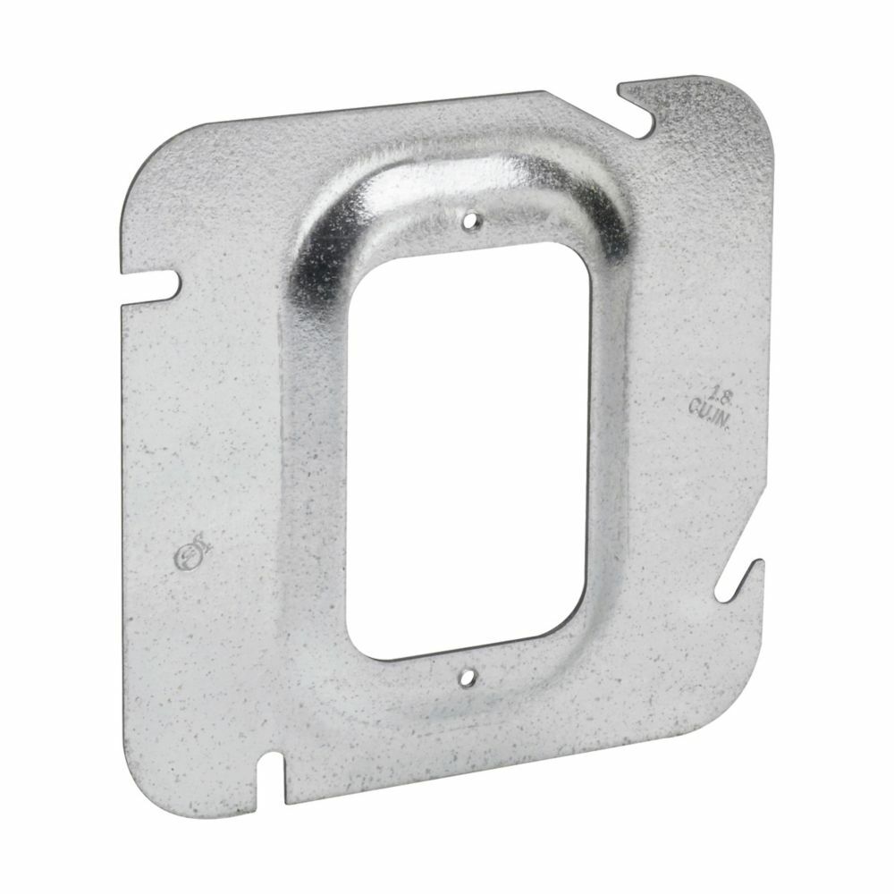Eaton Crouse-Hinds series Square Cover, 4-11/16", Natural, Raised surface, one device, Steel, 1-1/2" raised, 11.3 cubic inch capacity
