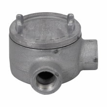 Eaton Crouse-Hinds series Condulet GUA conduit outlet box with cover, 5" cover opening diameter, Feraloy iron alloy, L shape, 2"