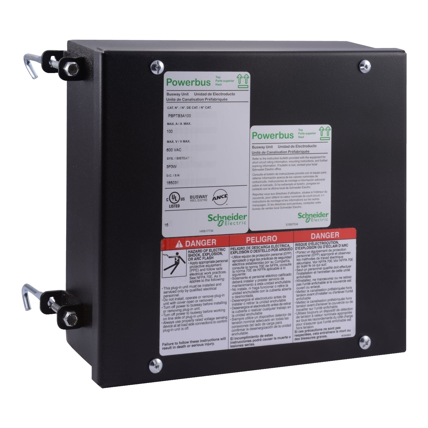 Plug-in unit, Powerbus Busway, tap box, 100A, NEMA 1, 4A config