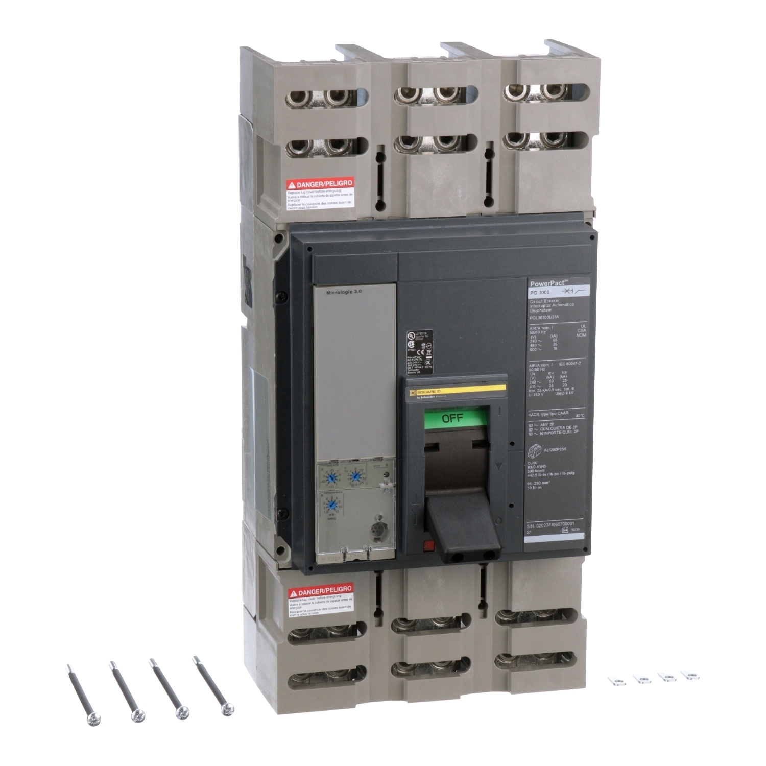 PGL36100U31A Molded Case Circuit Breaker, 1000 Amp, 3 Pole, 600V