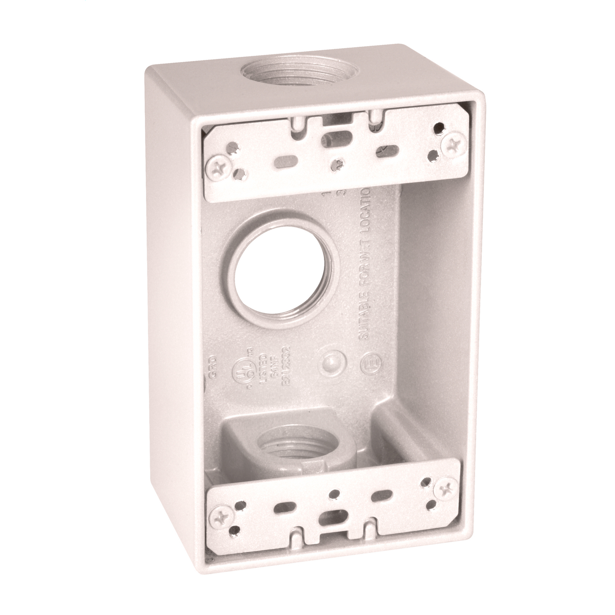 1-Gang 3 Hole 3/4 in. Outlet Box - White