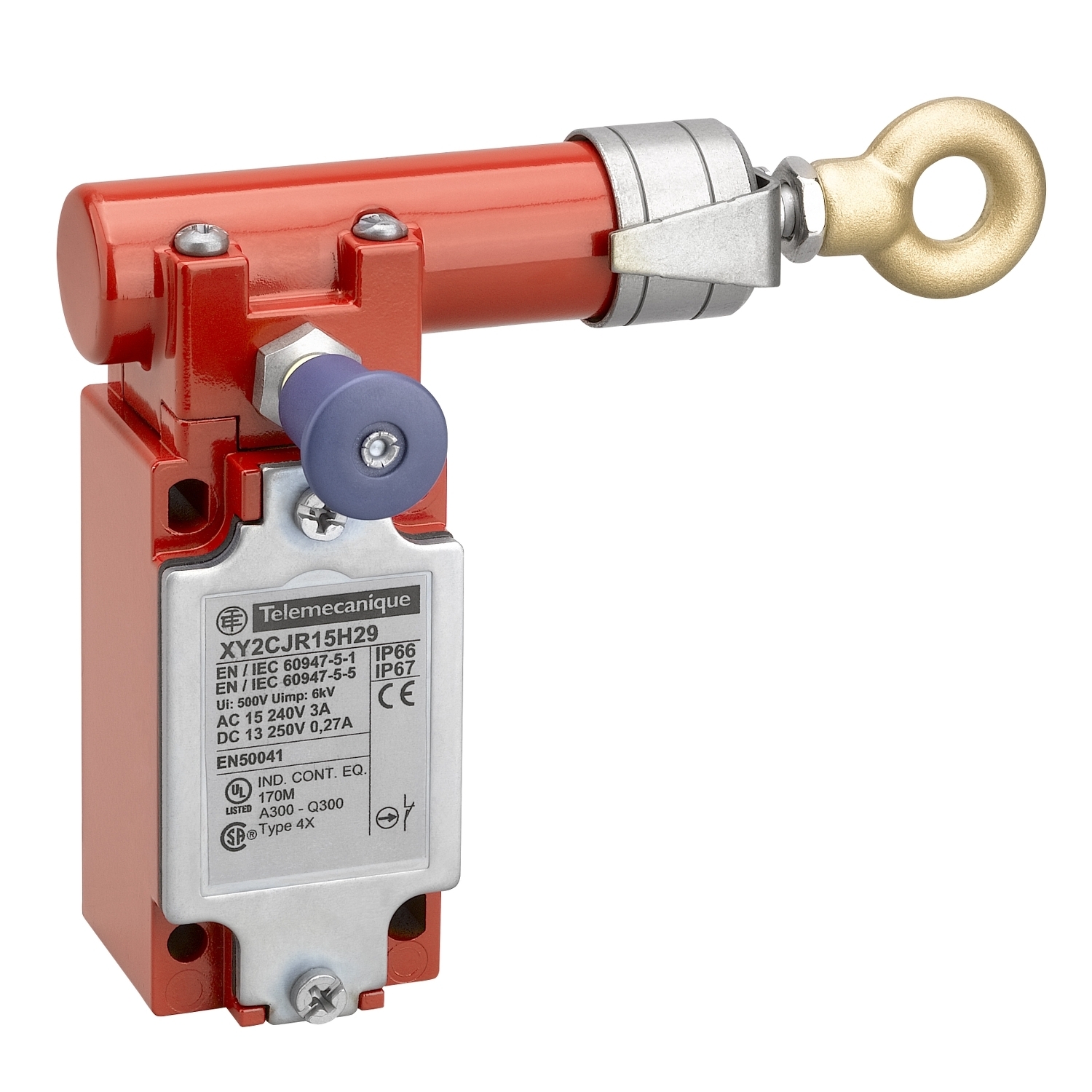 Latching emergency stop rope pull switch, Telemecanique rope pull switches XY2C, e XY2CJ, right side, 2NC+1 NO, ISO M20
