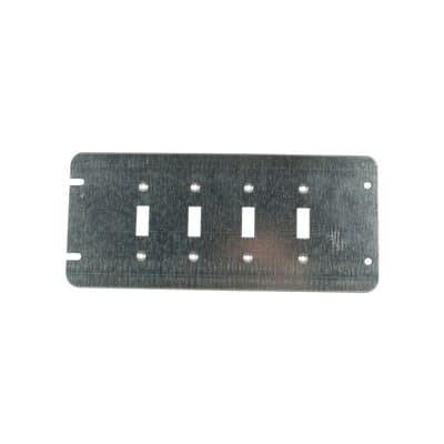 Four Gang Box Cover, 8.5 Cubic Inches, 10-5/8 Inches Long x 4-11/16 Inches Wide, Galvanized Steel, For use with Four Toggle Switches