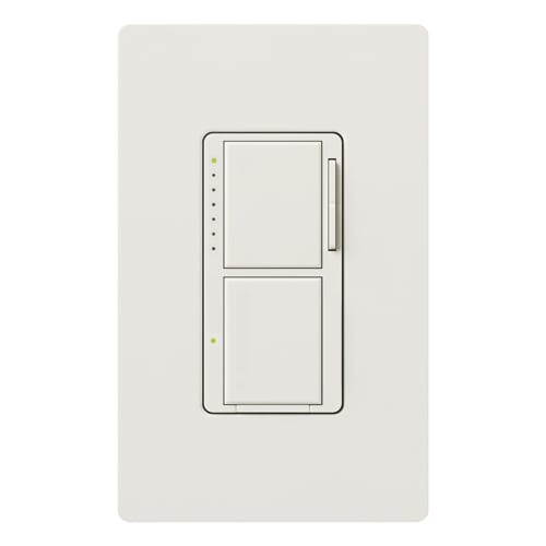 Maestro Incandescent/Halogen Dimmer and Switch, Single-pole, 120V/300W dimmer, 2.5A switch in snow