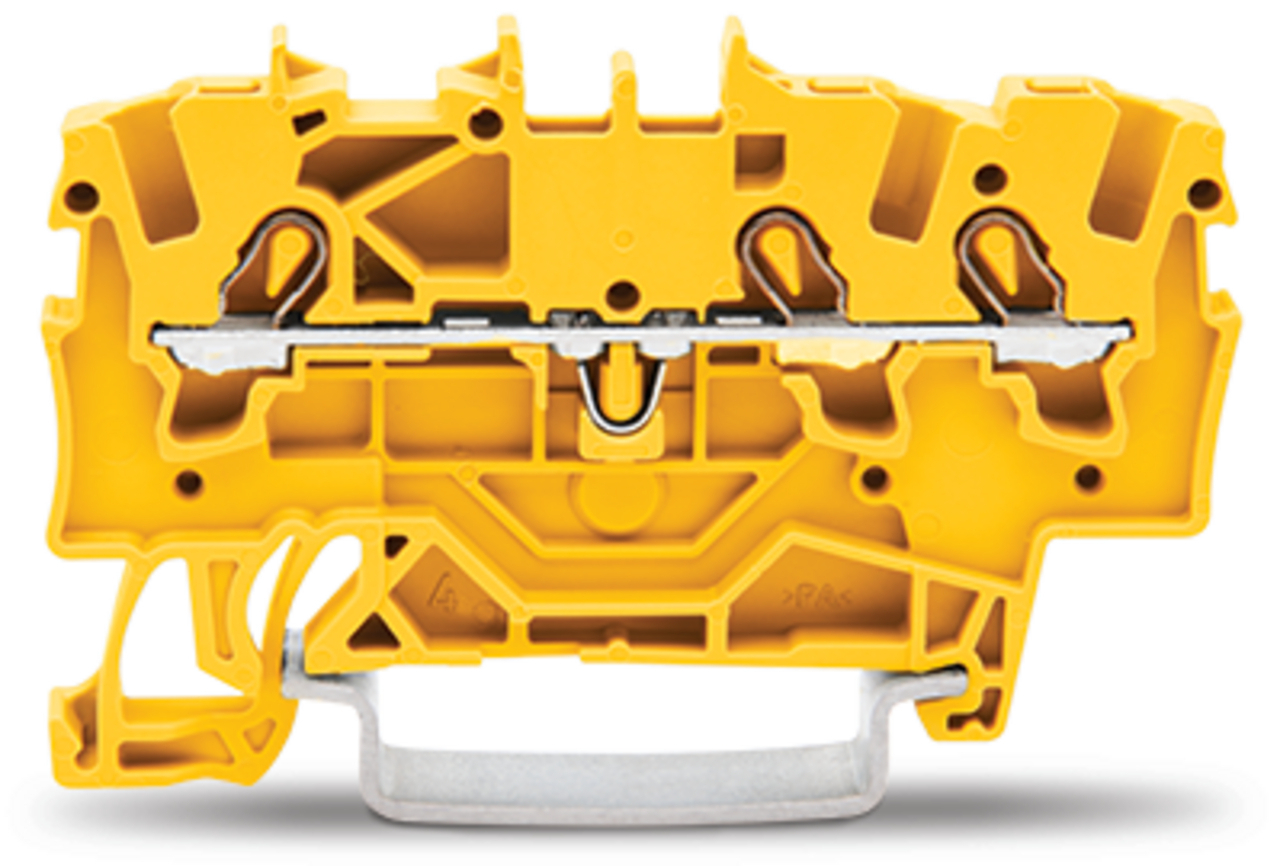3-conductor through terminal block; 1.5 mm; suitable for Ex e II applications; side and center marking; for DIN-rail 35 x 15 and 35 x 7.5; Push-in CAGE CLAMP; 1,50 mm; yellow