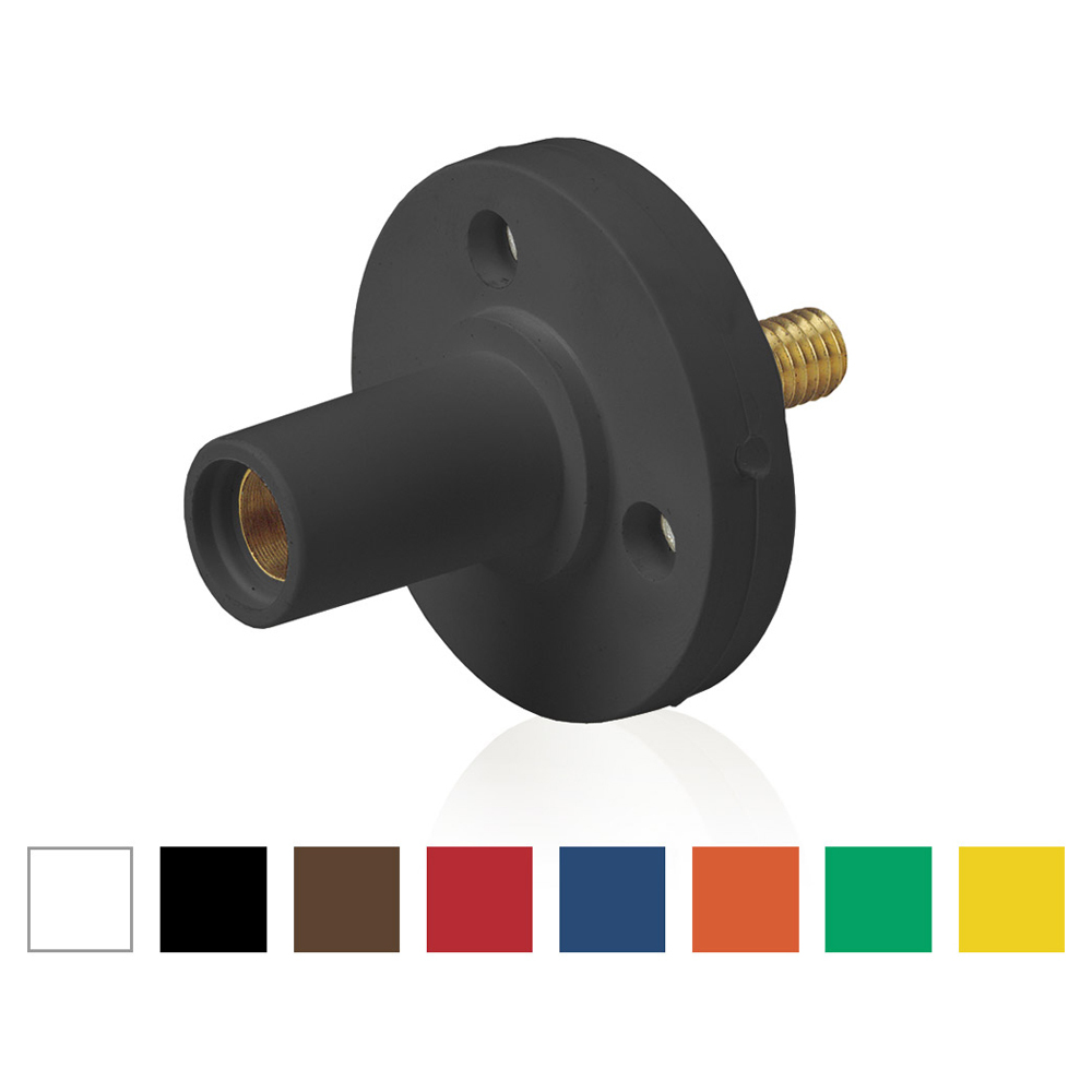 15 Series Single Pole Cam Type Female Panel Receptacle, Taper Nose, Threaded Stud, 600 Volts, Rated Up To 150 Amperes Continuous Cable Range - #8 To #2 Awg - Orange