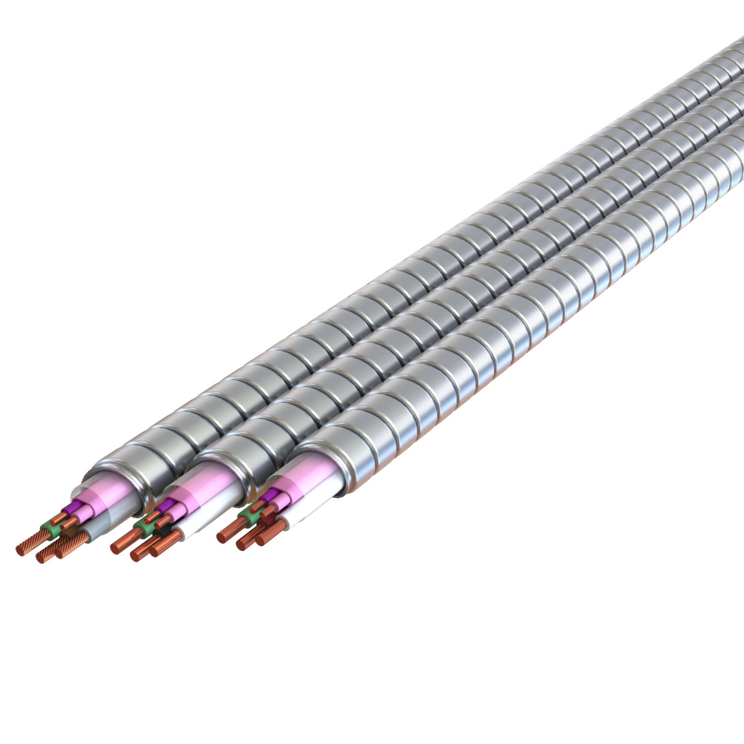 16-2(TPJ)/12-2 Solid Purple, Pink_Black, White, Green, MC Glide Luminary Lite, Plain Interlocked Aluminum Armor , 1000' Reel, Type MC-PCS