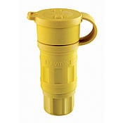 20 Amp, 250 Volt, Industrial Grade, Connector, Locking Blade, Non-Grounding, Wetguard, Yellow