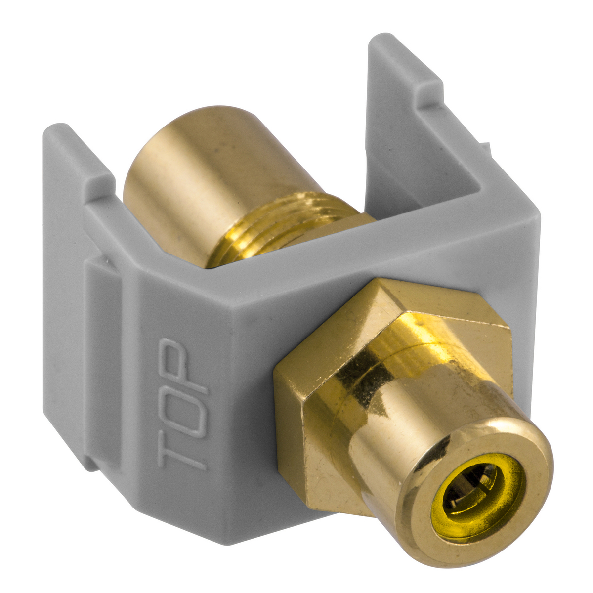 Snap-Fit, Audio/Video Connector, RCA Gold Pass-thru, F/FCoupler, Yellow/Gray