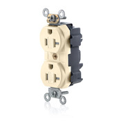  20 Amp, 125 Volt, Modular Duplex Receptacle, Narrow Body Design, Tamper Resistant, Commercial Grade, Ivory