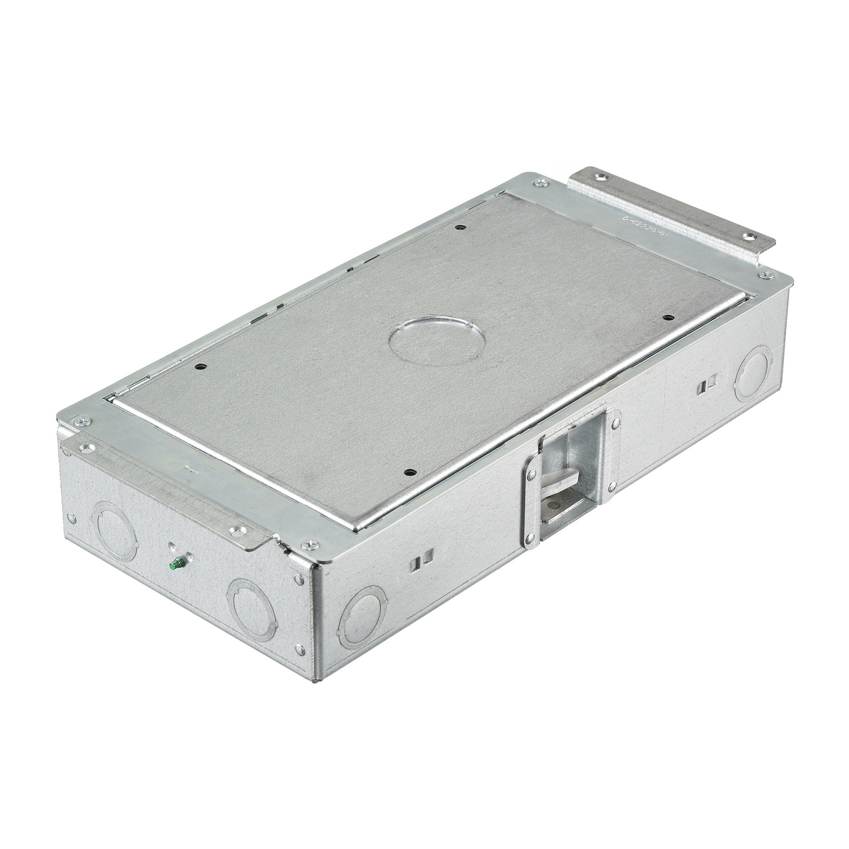 Raised Access or Wood Floorboxes, Galvanized Stamped Steel Box, Recessed, 2-Gang AFB Series, 2.50" Deep Rectangular Box with Installation Cover