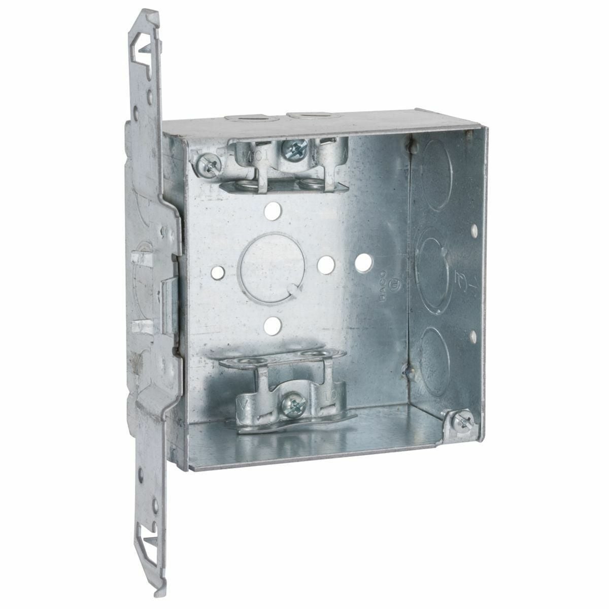 4 In. Sq. Brkt. Bx. 2-1/8 In. Dp. Welded with AC/MC/Flex Clamps, 600V,TS, Flush