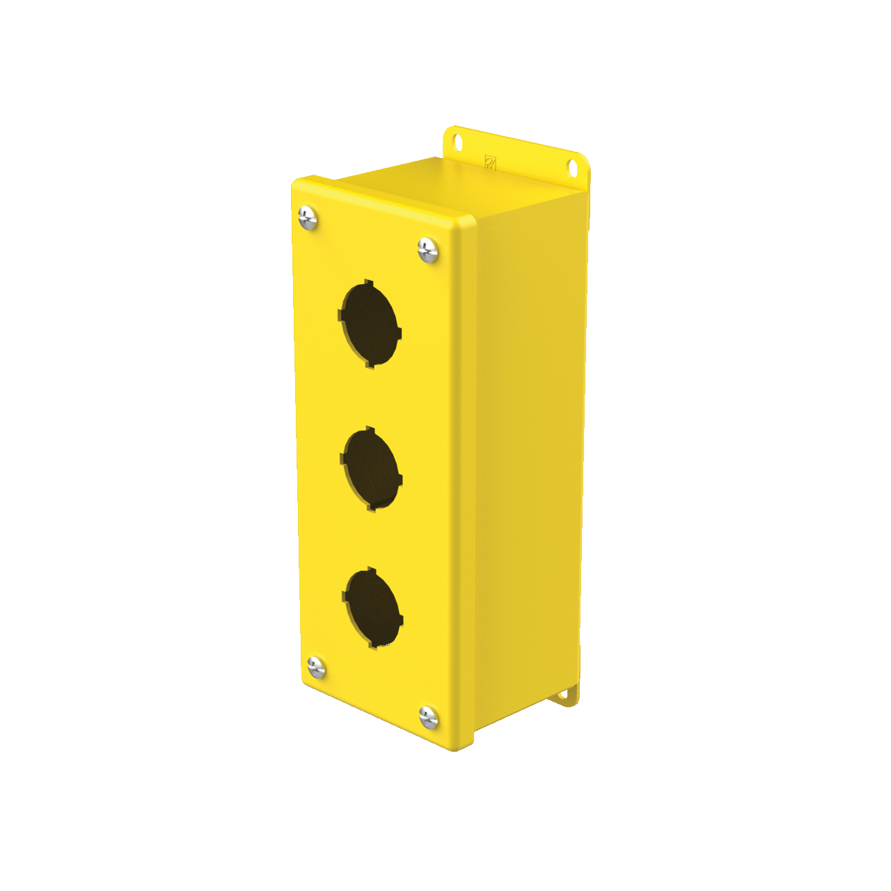 Pushbutton Enclosures Type 12, 3PBx30.5mm, Safety Yellow, Steel