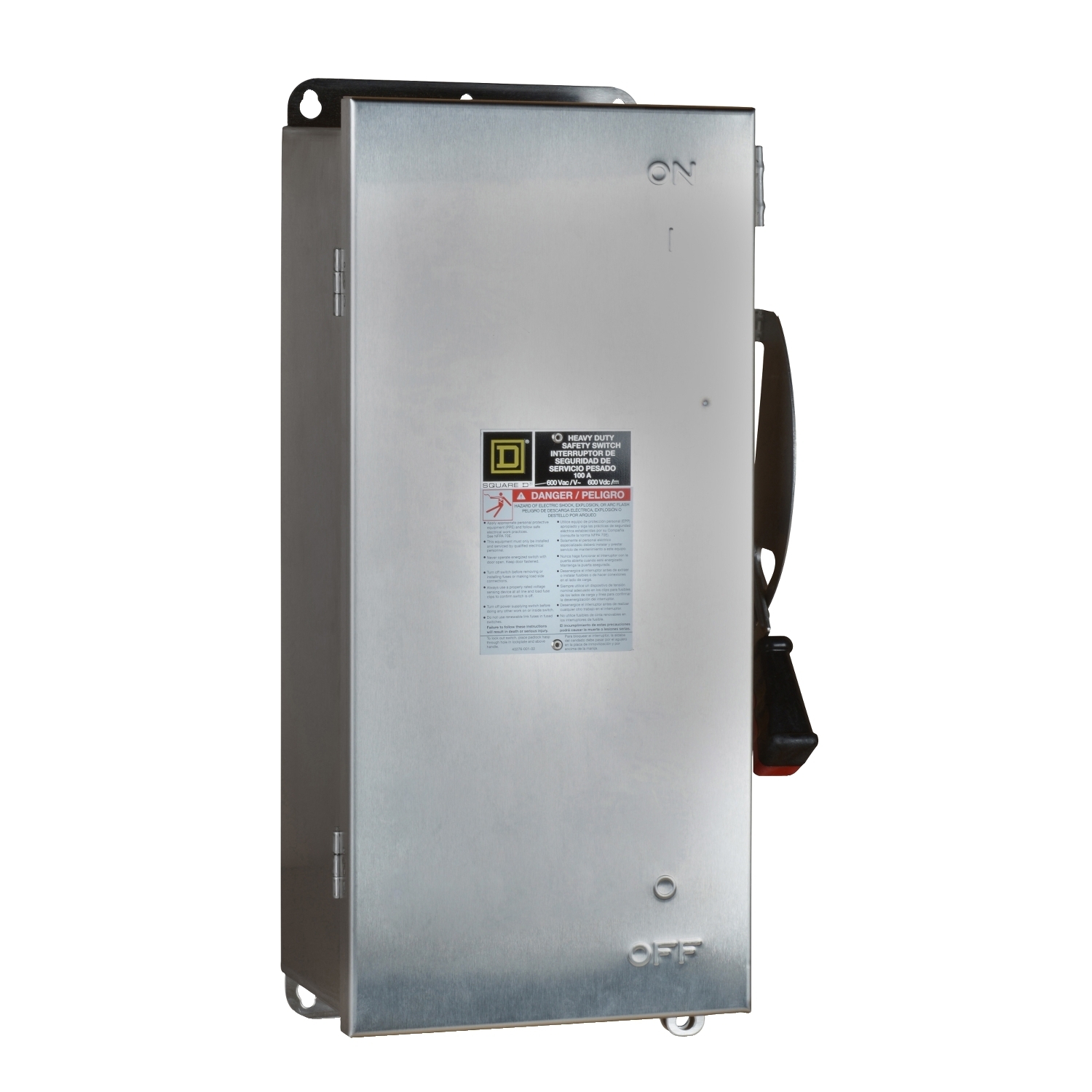 Safety switch, heavy duty, fusible, 100A, 3 poles, 30hp, 240VAC/250VDC, NEMA 4, 4X, 5, 304 steel, neutral