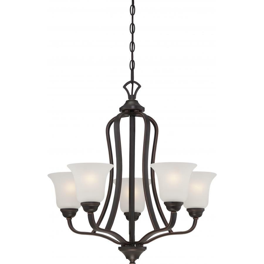 Elizabeth 5 Light Chandelier with Frosted Glass Sudbury Bronze