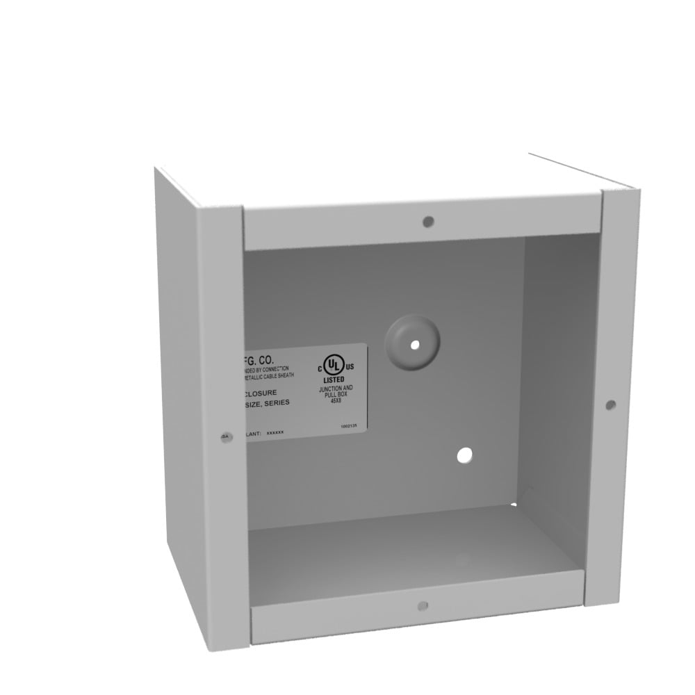 6x4x6 Screw Cover Type 1 UL Listed Steel No Knockouts ANSI 61 Gray Cover with Teardrop Slots Mounting Holes in Back