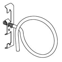 Eaton B-Line series datacomm and low voltage support fasteners, Supports #12 wire thru 1/4 plain or threaded rod, Black, 15 lbs, Steel, 2", Used with low voltage cable from drop wire , Bridle ring rod and wire fastener assembly