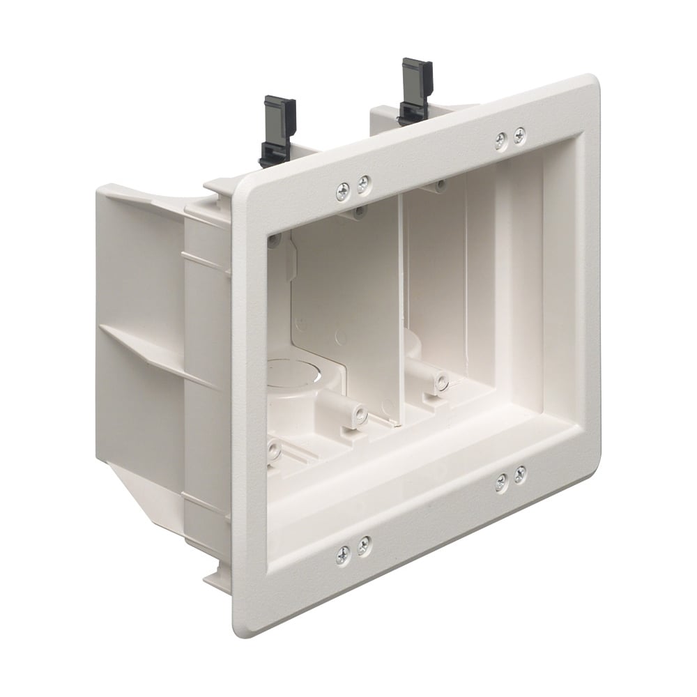 Recessed indoor inbox for new and retrofit construction. 2 hour fire rating. Three Gang. White