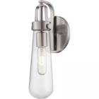 Beaker 1 Light Wall Sconce with Clear Glass Brushed Nickel