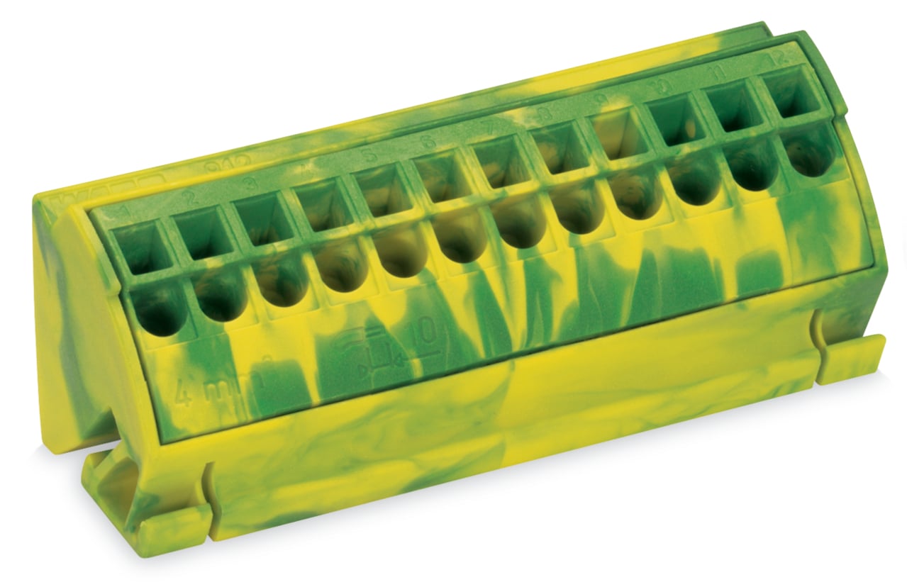 Ground busbar terminal block; for (10 x 3) mm busbars; Push-in CAGE CLAMP; 4,00 mm; green-yellow