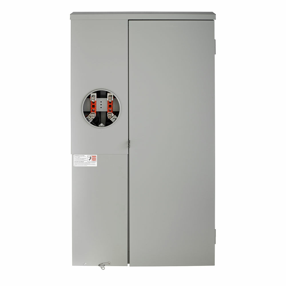 LOAD CENTER METER COMBO RINGLESS EUSERC. NEMA 3R OUTDOOR W/ MAIN BREAKER. 200A 42 SPACES. 22KA INTERRUPT RATING. BOX, INTERIOR AND DOOR.
