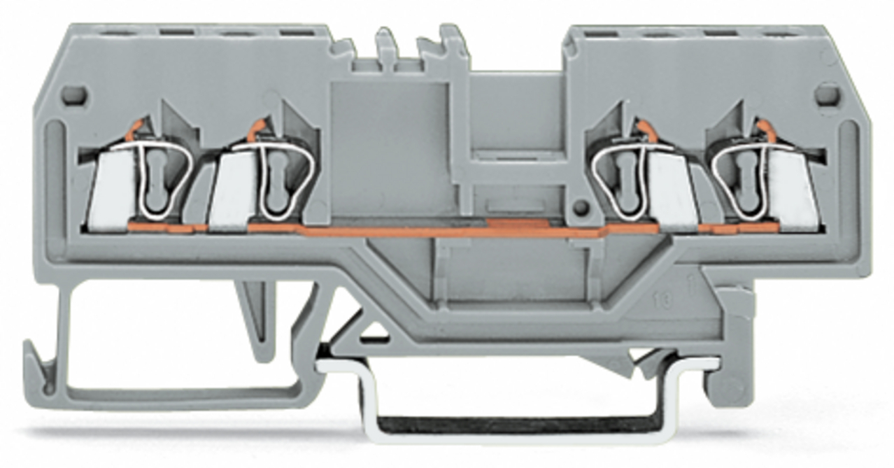 4-conductor through terminal block; 1.5 mm; center marking; for DIN-rail 35 x 15 and 35 x 7.5; CAGE CLAMP; 1,50 mm; gray