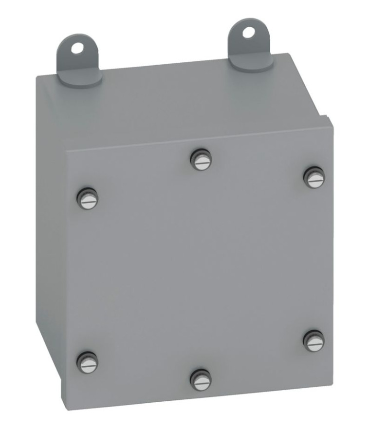 Type 3/3R junction boxes, 8" height, 6" length, 6" width, NEMA 3 and 12, Screw cover, WPSC enclosure, Surface mounted, Small single door, External mounting feet, Carbon steel, Oil-resistant gasket, gasketed screws
