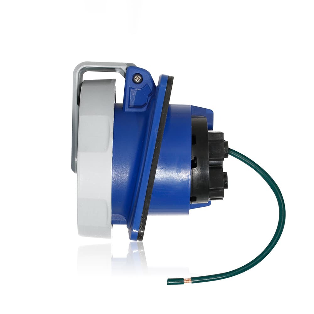 30 Amp, 250 Volt 3-Phase, 2P, 3W, LEV Series North American-Rated IEC 60309-1 & 60309-2 Pin & Sleeve Receptacle, Industrial Grade, IP66-IP67-IP68-IP69K, Watertight - Blue