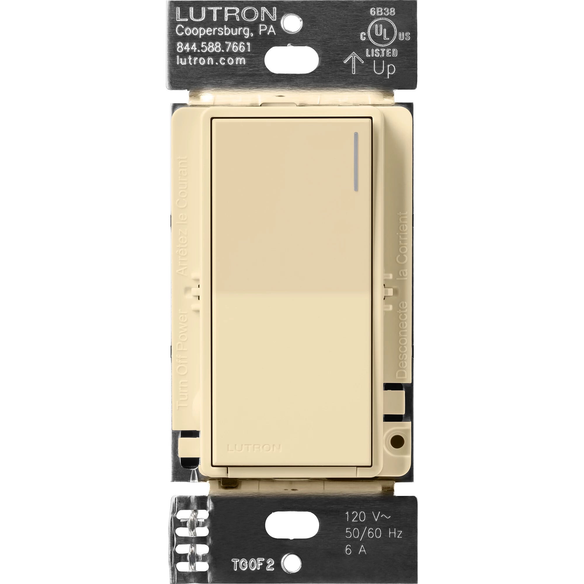 Lutron Sunnata Switch, for 6A Lighting or 3A 1/10HP Motor, Single Pole/Multi Location, Ivory