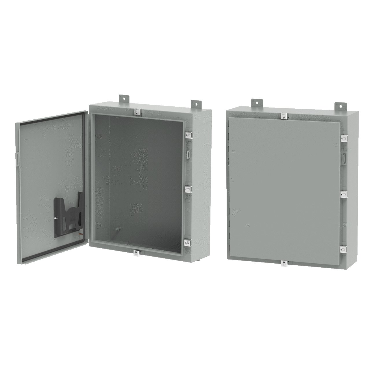 Continuous Hinge Enclosure with Clamps LP Type 4, 30x24x8, Gray, Mild Steel