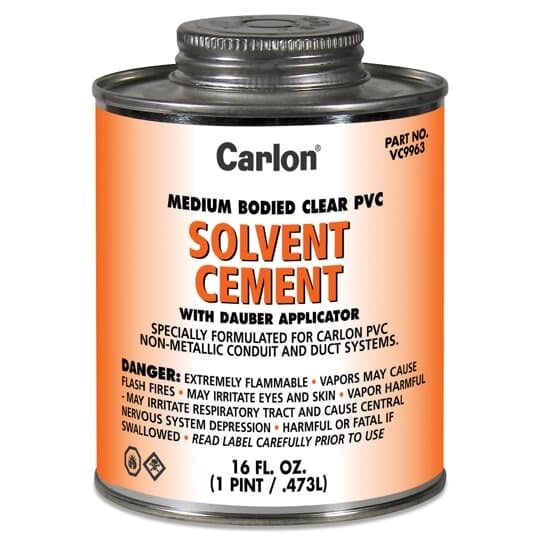 Quart size standard clear PVC cement with dauber applicator.