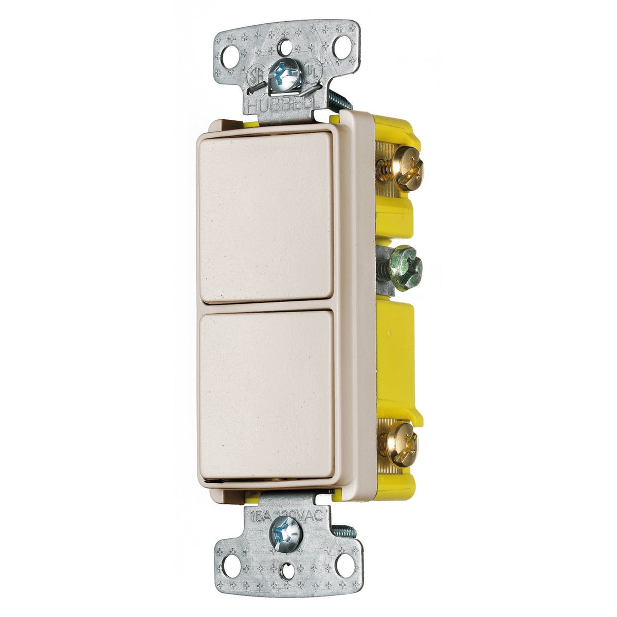 RCD303LA Decorator 2-Position Standard Combination Switch, 120/277 VAC, 15 A, 4155 W Power Rating, 2-Position Contact