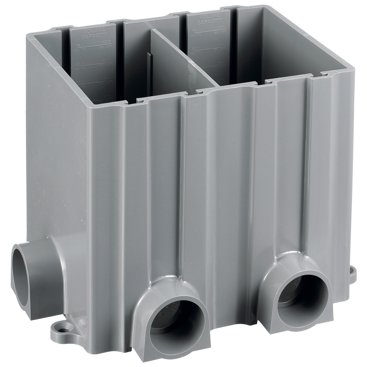 PFBRG2 Fully Adjustable Floor Box, Thermoplastic, 171.6 cu-in Capacity, 2 Gangs, (6) Knockouts, 6.8 in L x 5.41 in W x 6 in H