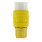 20 Amp, 277 Volt, NEMA L7-20, 2P, 3W, Industrial Grade, Grounding, Wetguard, Locking Connector for Single Inlet, Yellow