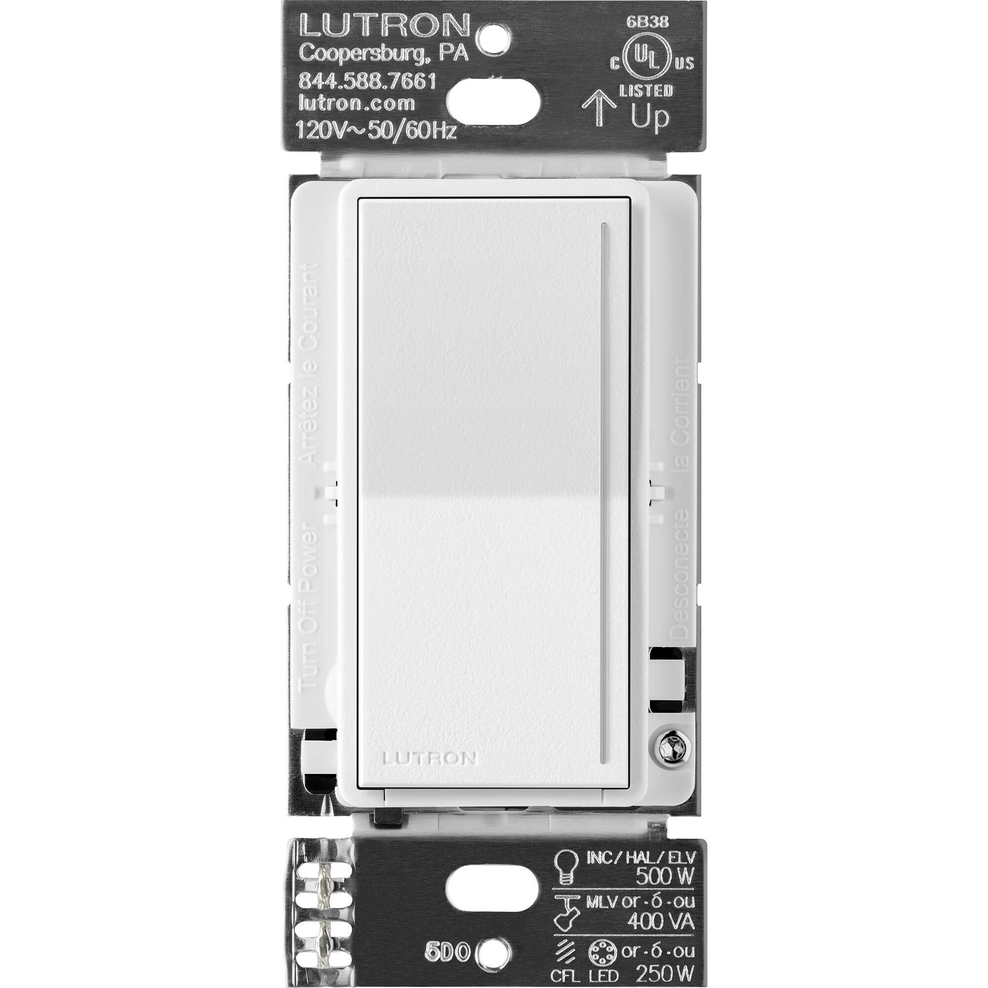 Lutron Sunnata PRO LED+ Touch Dimmer Switch with Phase Selectable Dimming for LED, MLV, ELV, and Incandescent/Halogen lighting, Snow