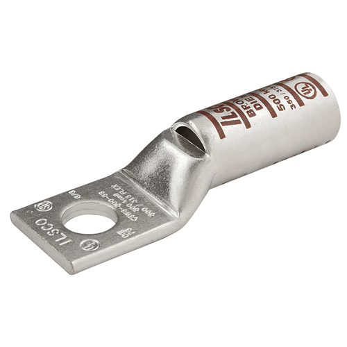 Surecrimp Copper Compression Lug, Conductor Size 3, 1 Hole, 5/16in Bolt Size, Long Barrel, Sight Window, Tin Plated, UL, CSA