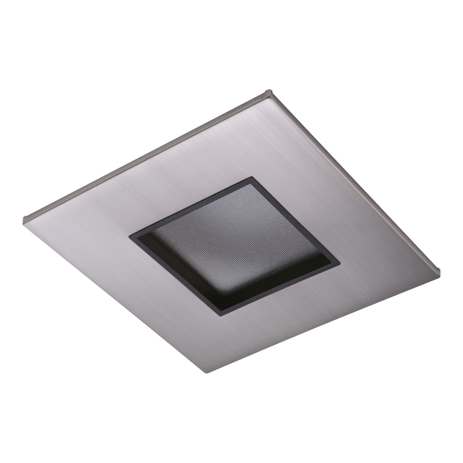 2" square lens pinhole ML4 trim, brushed nickel flange, black lens frame